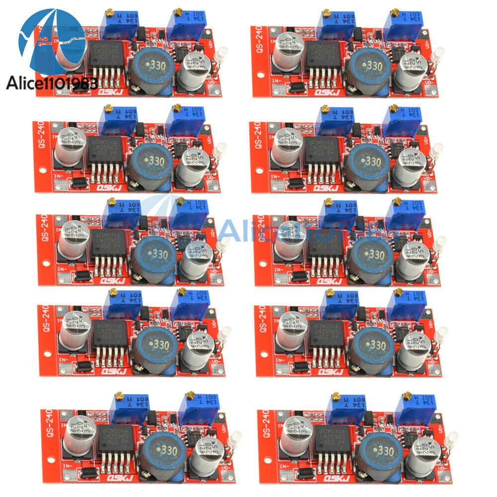 10PCS LM2596 DC-DC Step-down Adjustable CC/CV Power Supply Module Converter LED