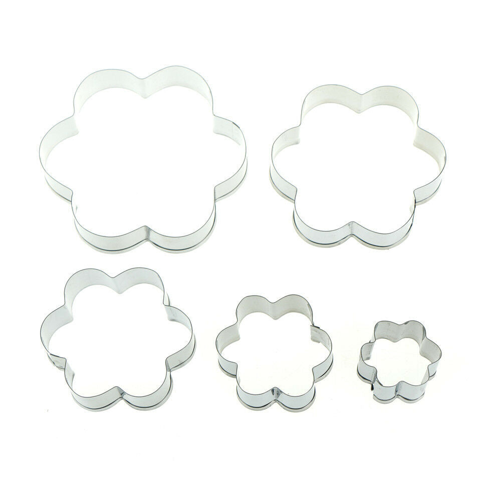 5X flower shape stainless steel cookie cutter cake baking mould biscuit mould Tt