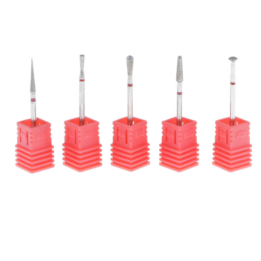 5pcs Carbide Cuticle Clean Drill Bits Smooth Top, 3/32 Shank Nail Bits for