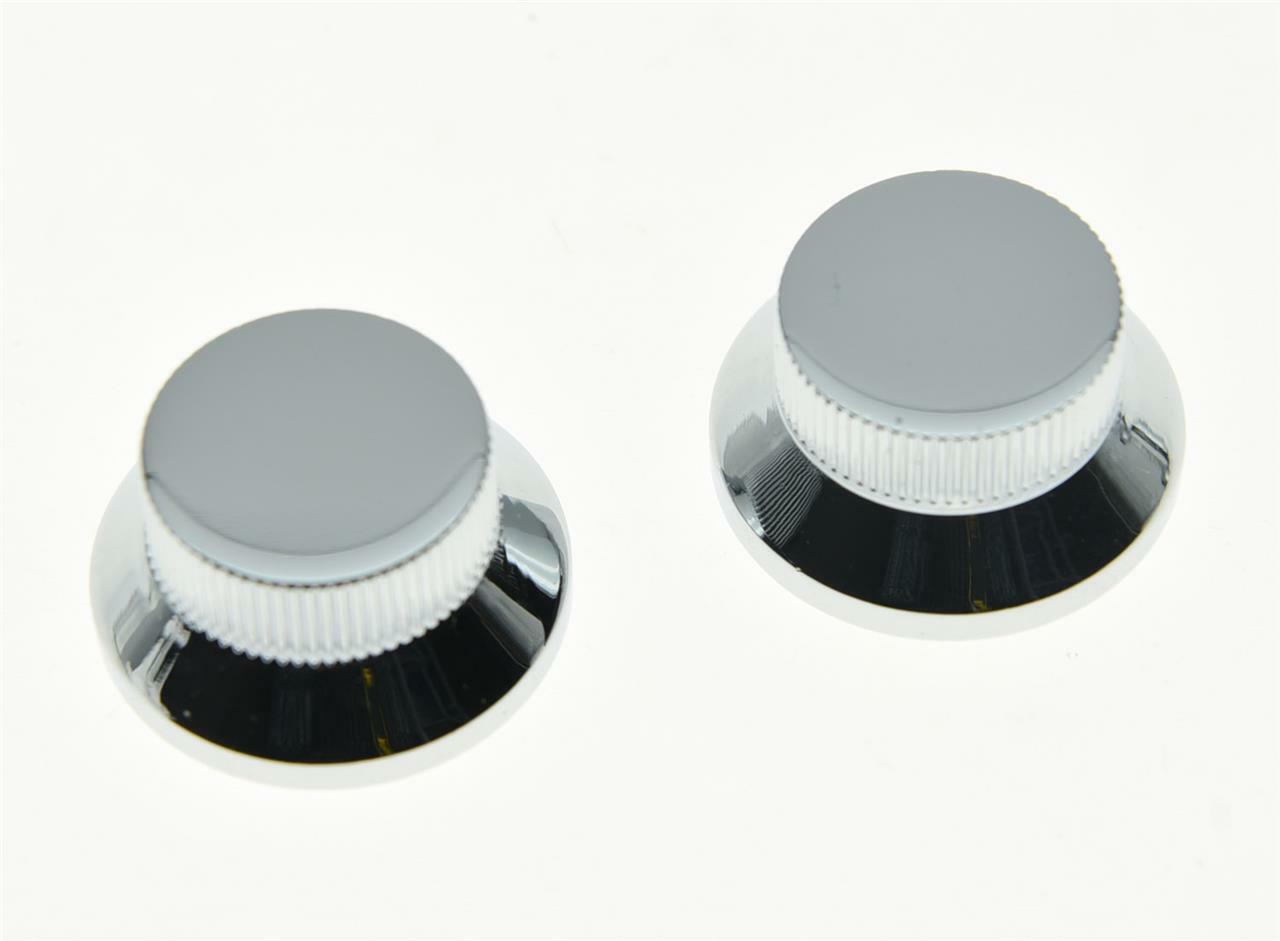 2pcs Chrome Metal Top Hat Bell Knobs Push On Guitar Bass Knob for 5.8mm Pots