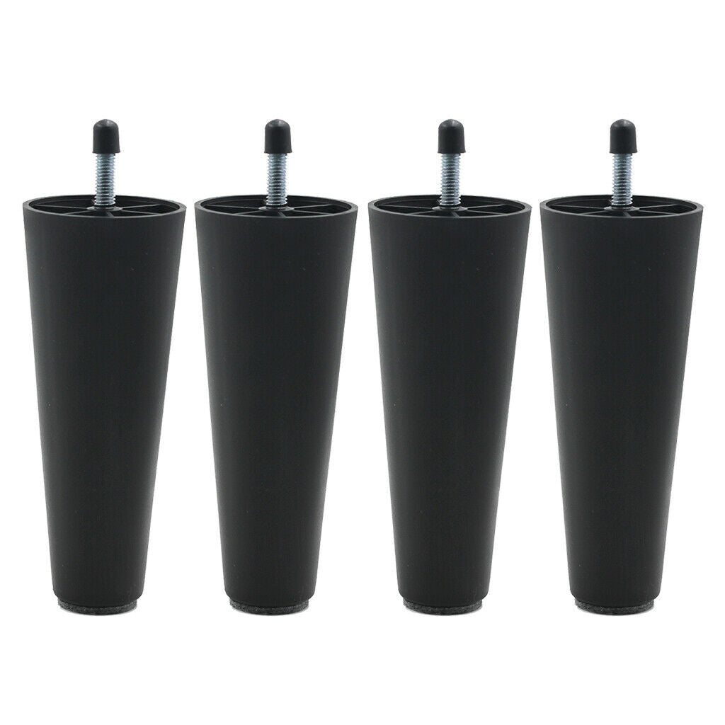 4pcs 150mm Height Plastic Round Tapered Furniture Sofa Bed Ottoman Leg