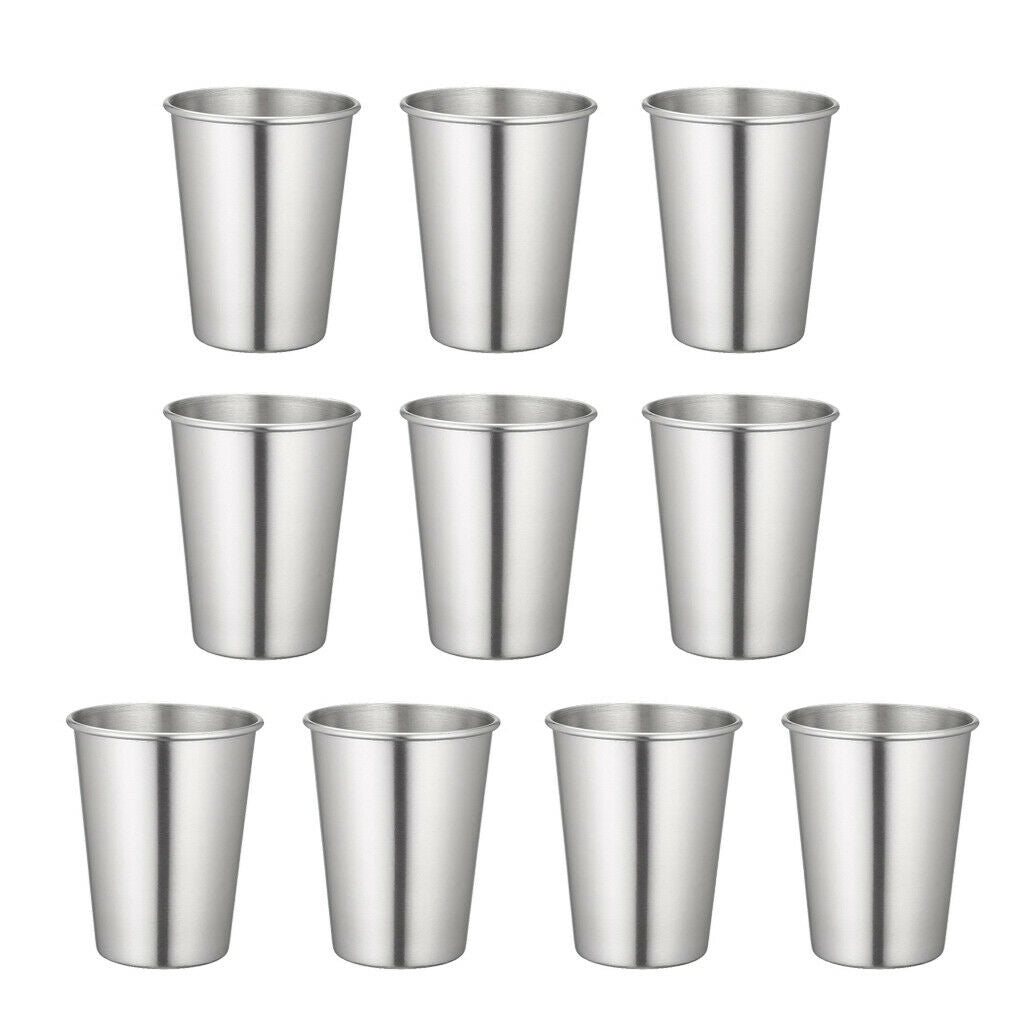 10Pcs Steel Mug Drinking Cup Coffee Tumbler Outdoor Camping Travel 320ml