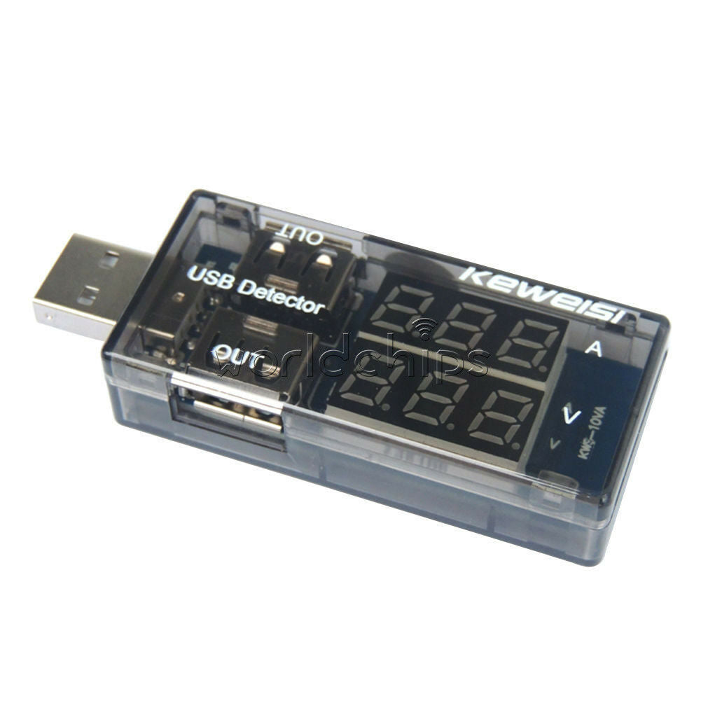 USB Charger Current Voltage Charging Detector Battery Voltmeter Ammeter Red+Blue