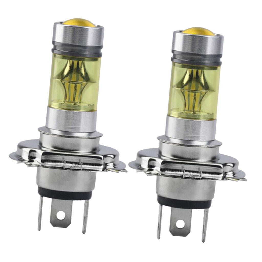 Pair H4 100W 4300K LED Yellow Foglight Bulbs DC 12V Daytime Running
