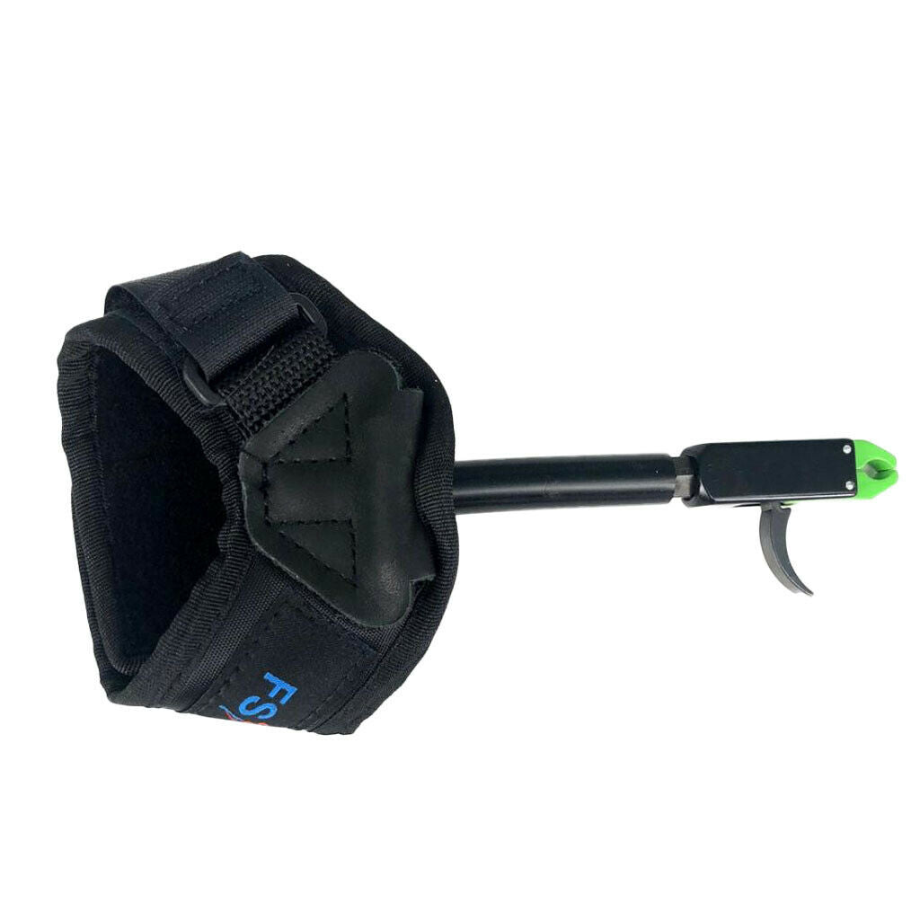 Archery Compound Bow Release Adjustable Black Wrist Strap with Green Clasp