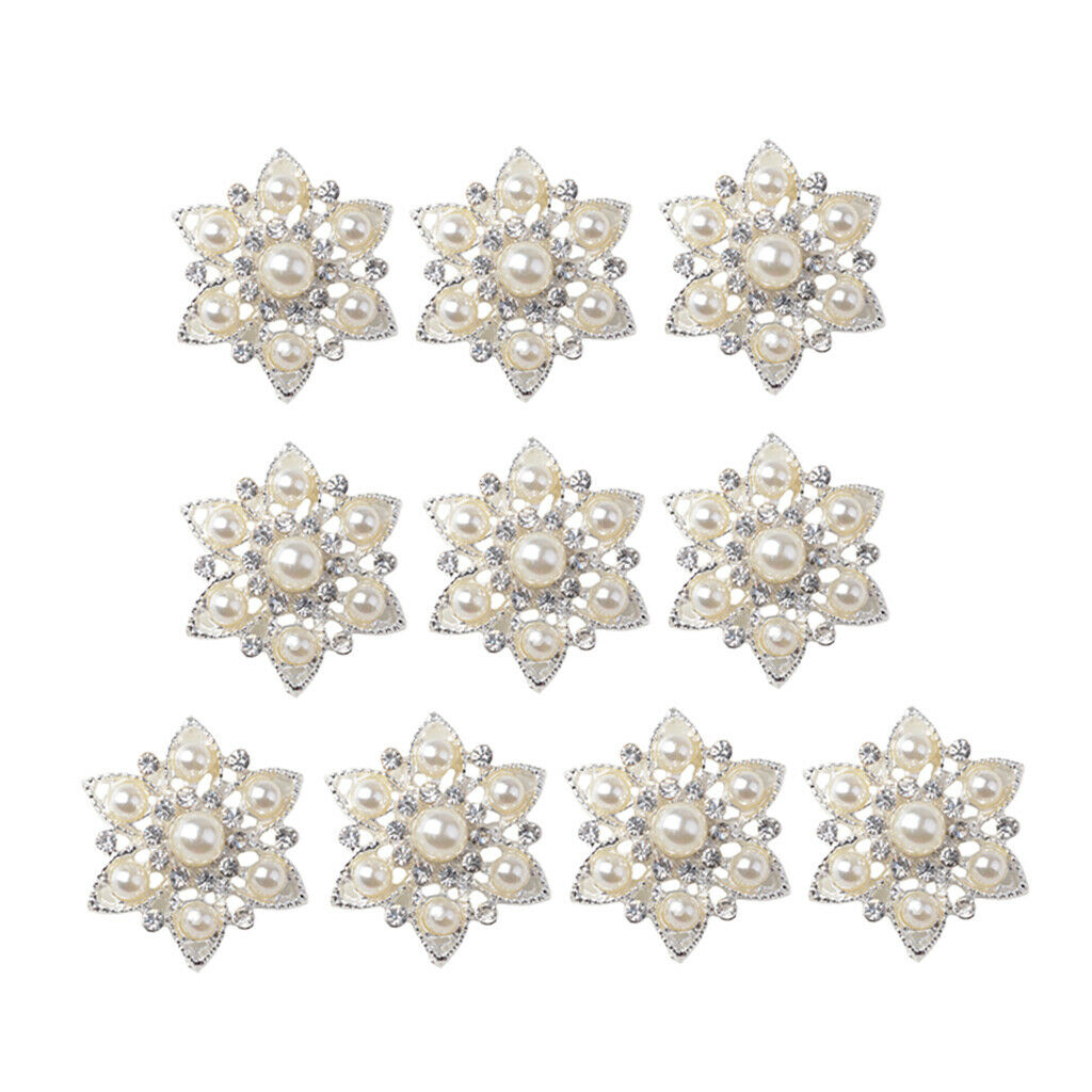 10pcs Alloy Pearls Flatback Rhinestone Crystals Sew Ons Componetns Scrapbook