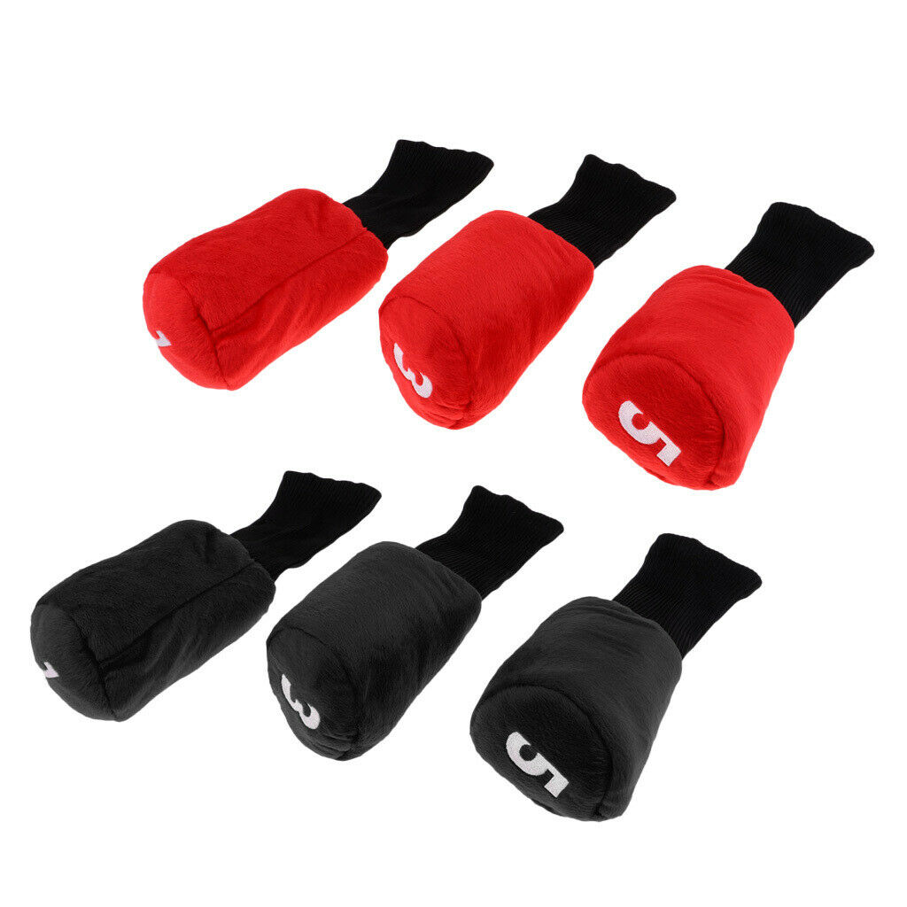 6x Long Neck Black Golf Club Head Cover Headcover with Ball Stamper Stamp