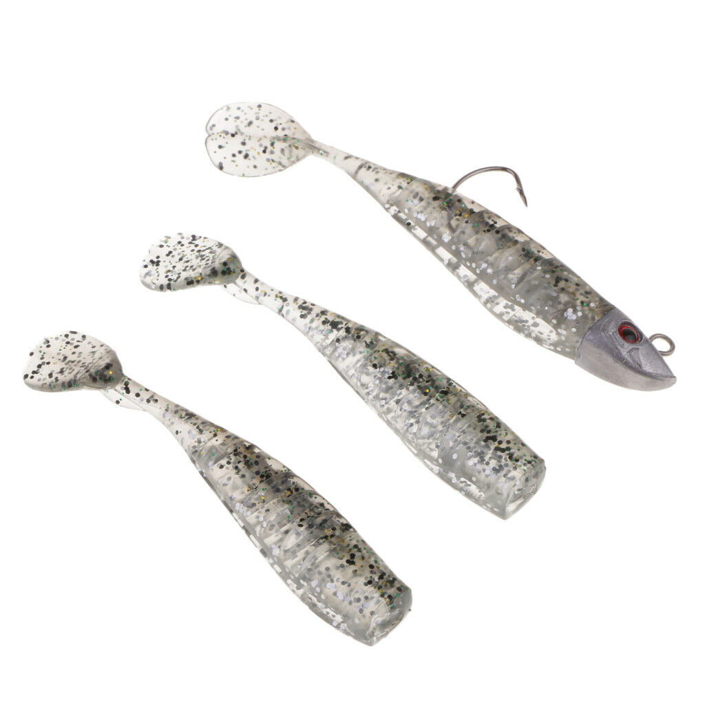 Ultra Shad Jig Head Paddle Tail Swimbait Soft Fishing Lure Bait Black