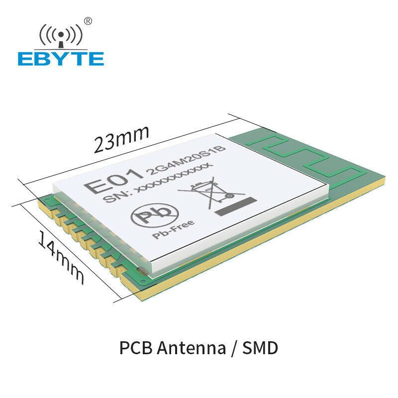 2.4GHz SMD Wireless IoT Transceiver Module 20dBm PCB Antenna nRF24L01 PA LNA
