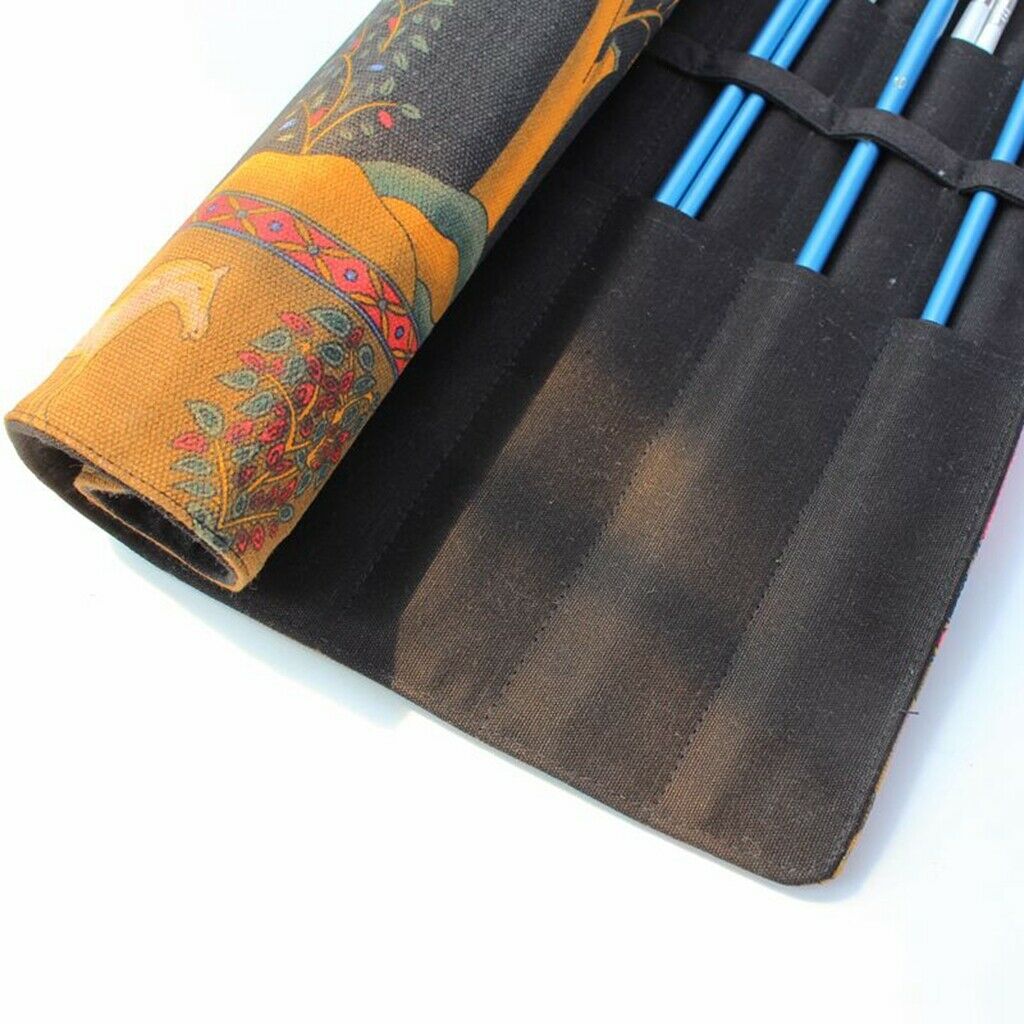 Artist Paint Brushes Pen Storage Case Roll Up Canvas Pouch Bag Organizer