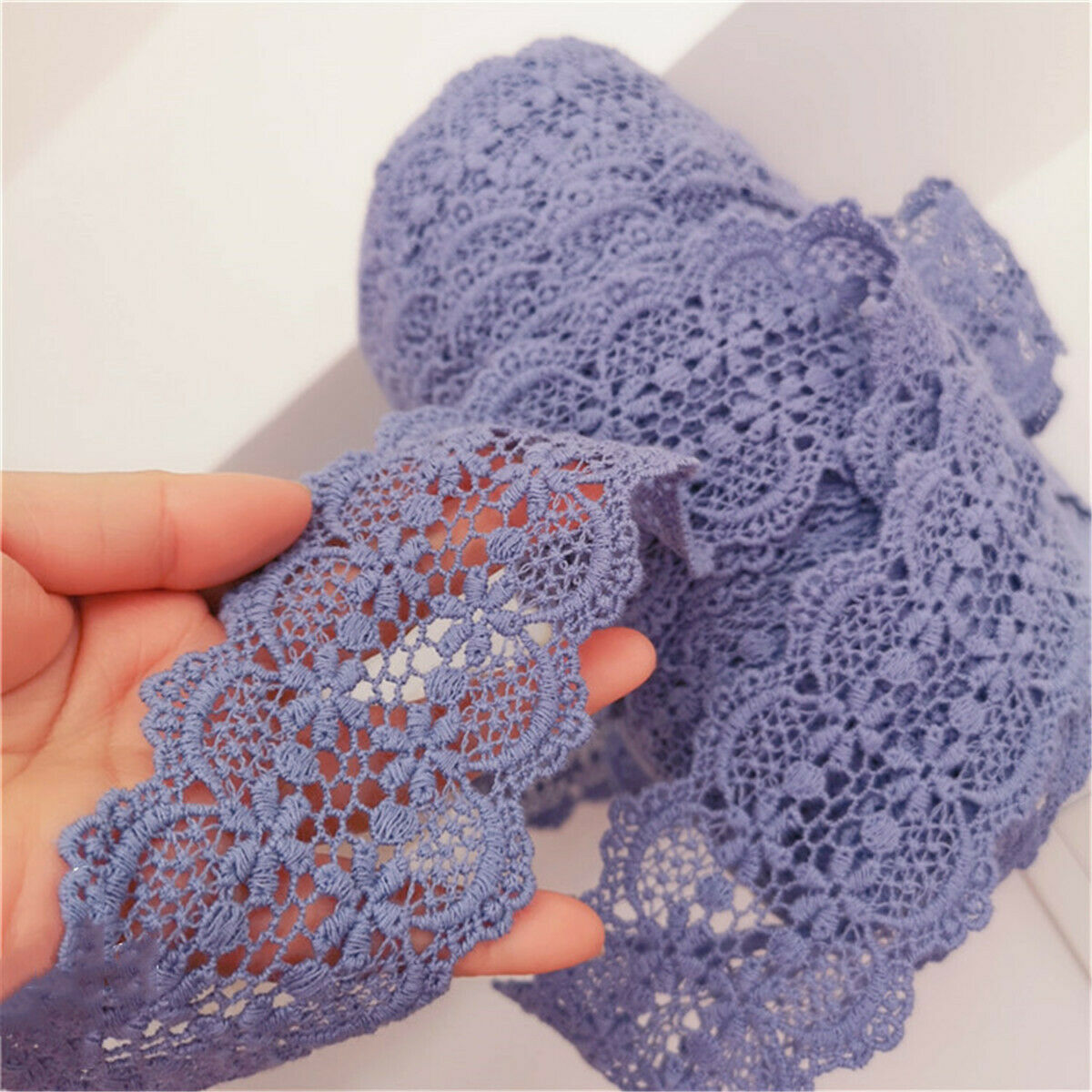 5M Embroidered Cotton Lace Edge Trim DIY Ribbon Wedding Applique Sewing Craft