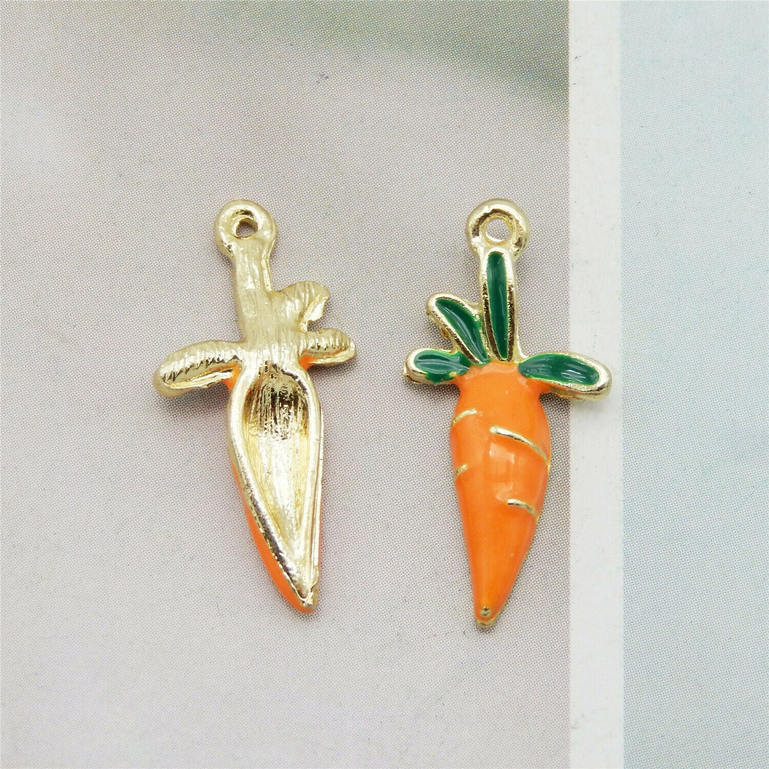 8PCS Enamel Plated 23x11mm Vegetable Carrots Pendant Charms DIY Making Findings