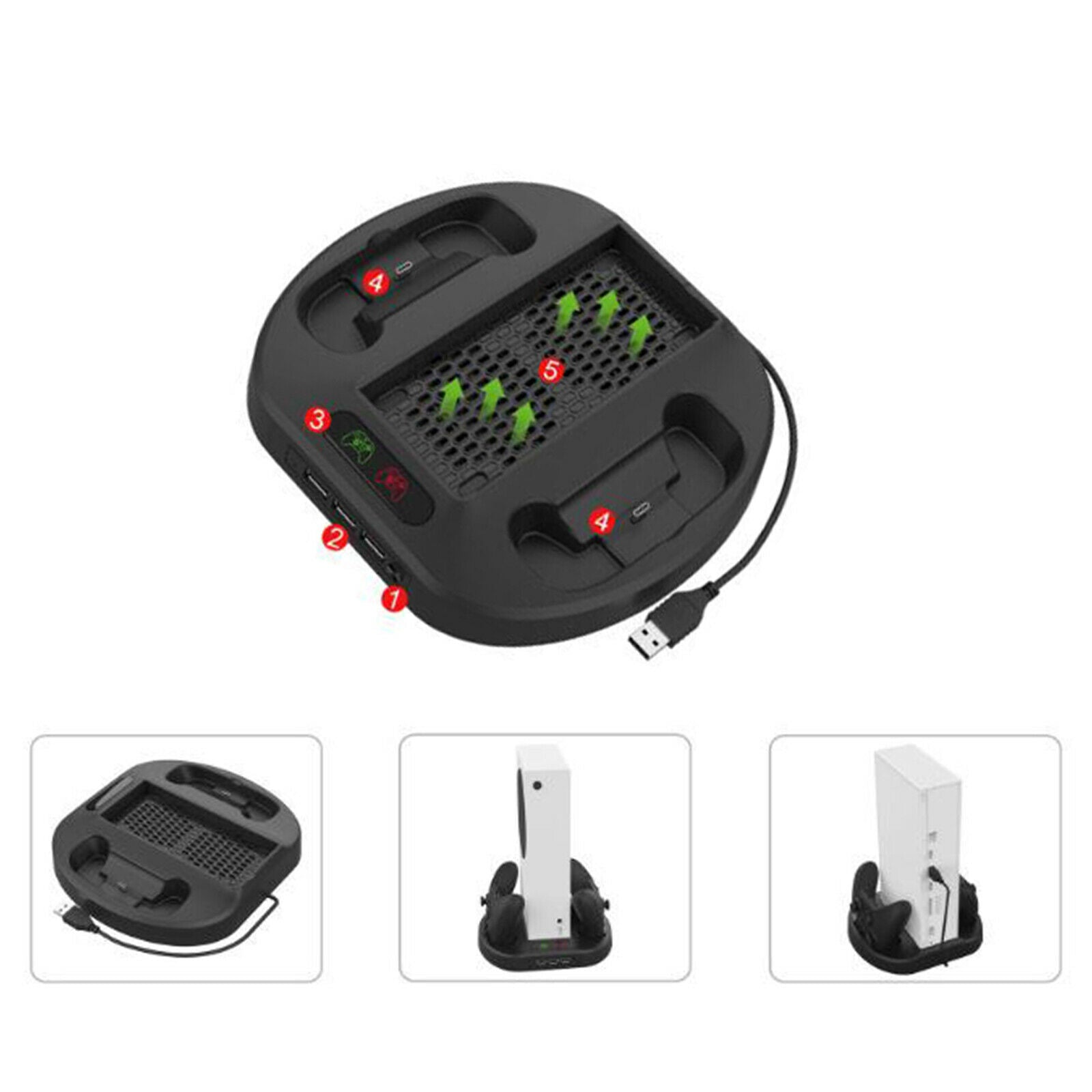 Vertical Stand Controller Charger 3 USB HUB Ports for Xbox Series S Console