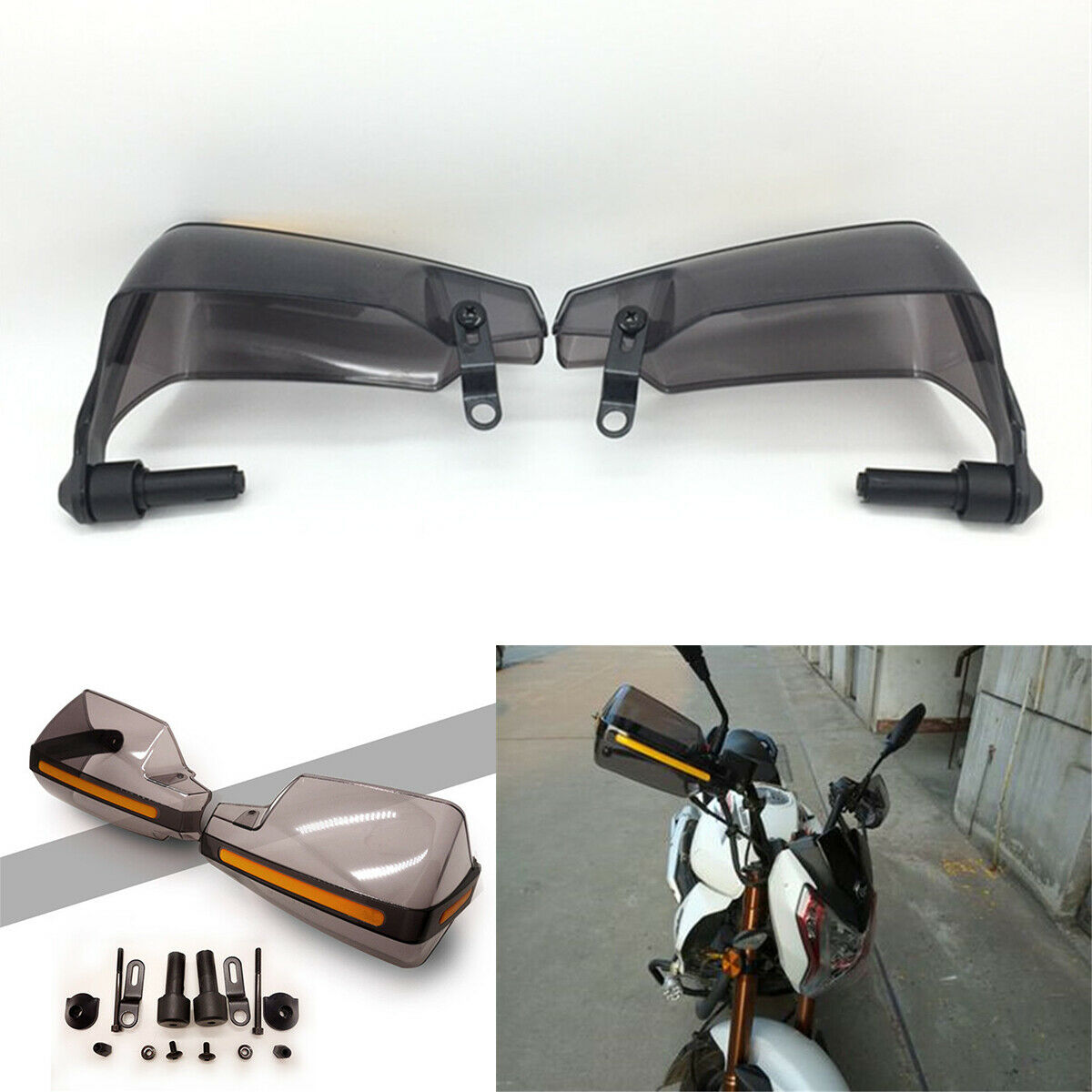Pair 7/8" Motorcycle Smoke color plastic handguard meets the aerodynamic design