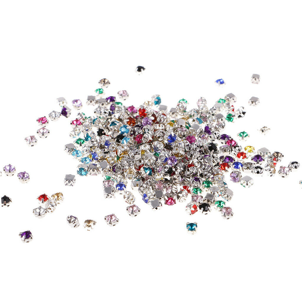 300Pcs Sew On Cut Glass Crystals Rhinestones Diamantes Claw Beads DIY Handmade