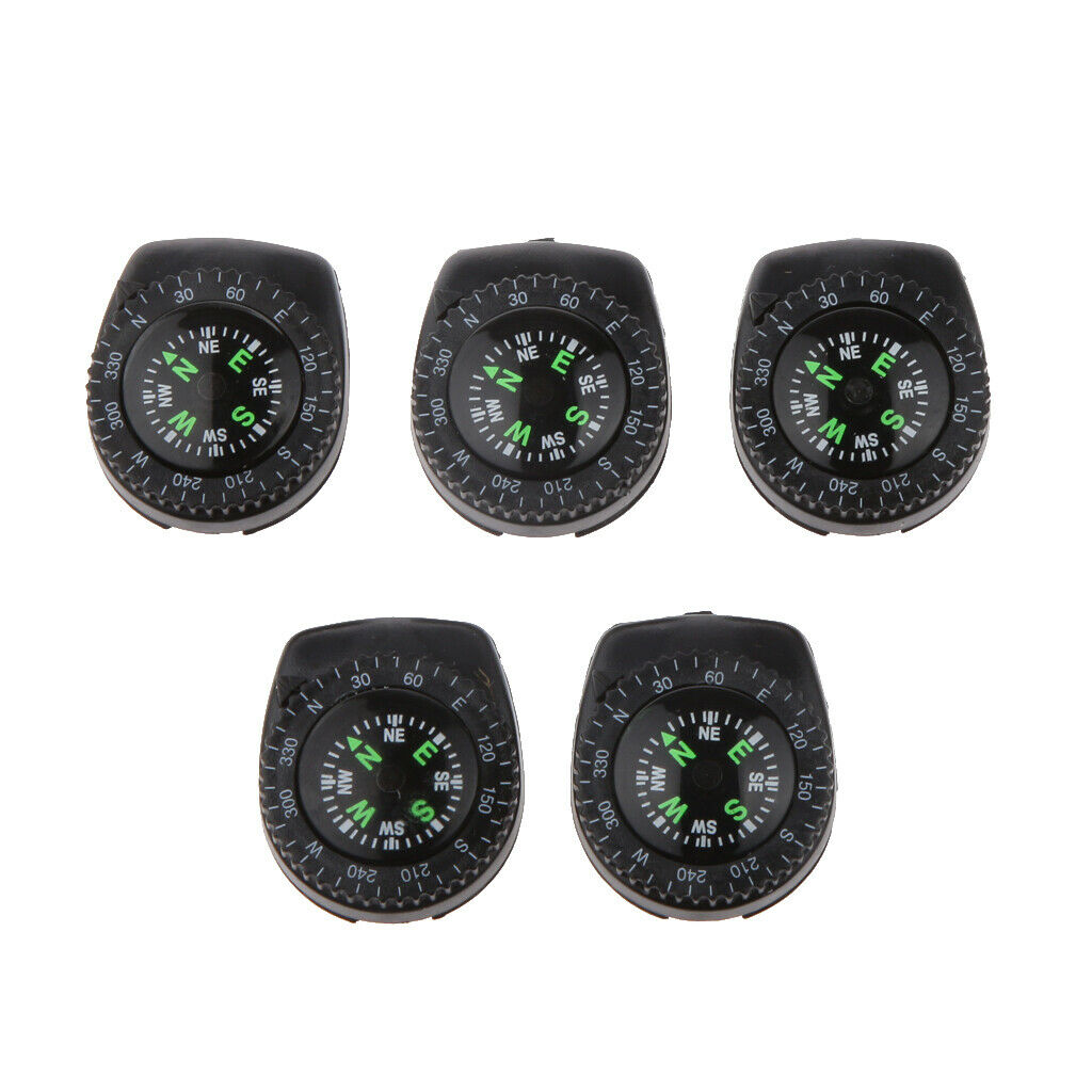 5pcs Camping Hiking Navigation Mini  Watchband Compass With Clip