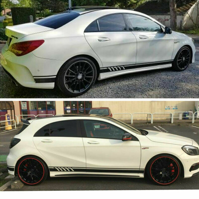 Universal Auto Car Body Side Stripes Skirt Graphics Decals Stickers Glossy Black