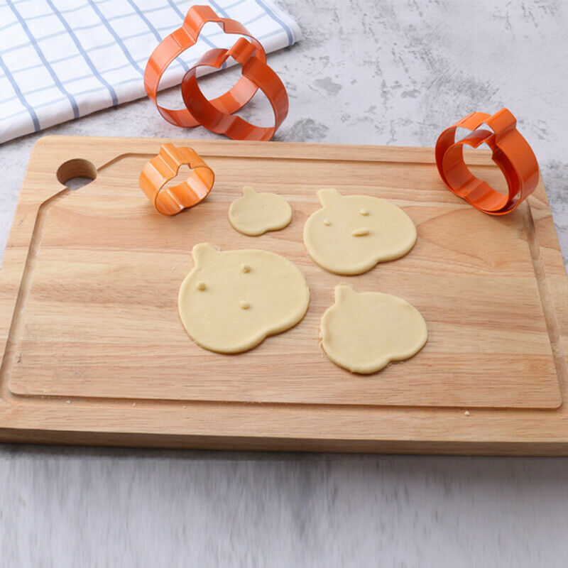 5Pcs Pumpkin Cookie Cutter Stainless Steel Baking Fondant Mold Biscuit DIY M XC