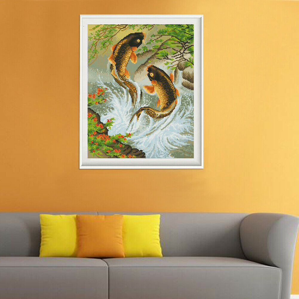 Fishs 5D Round Diamond DIY Painting Embroidery Craft Kit Home Decor Gifts @