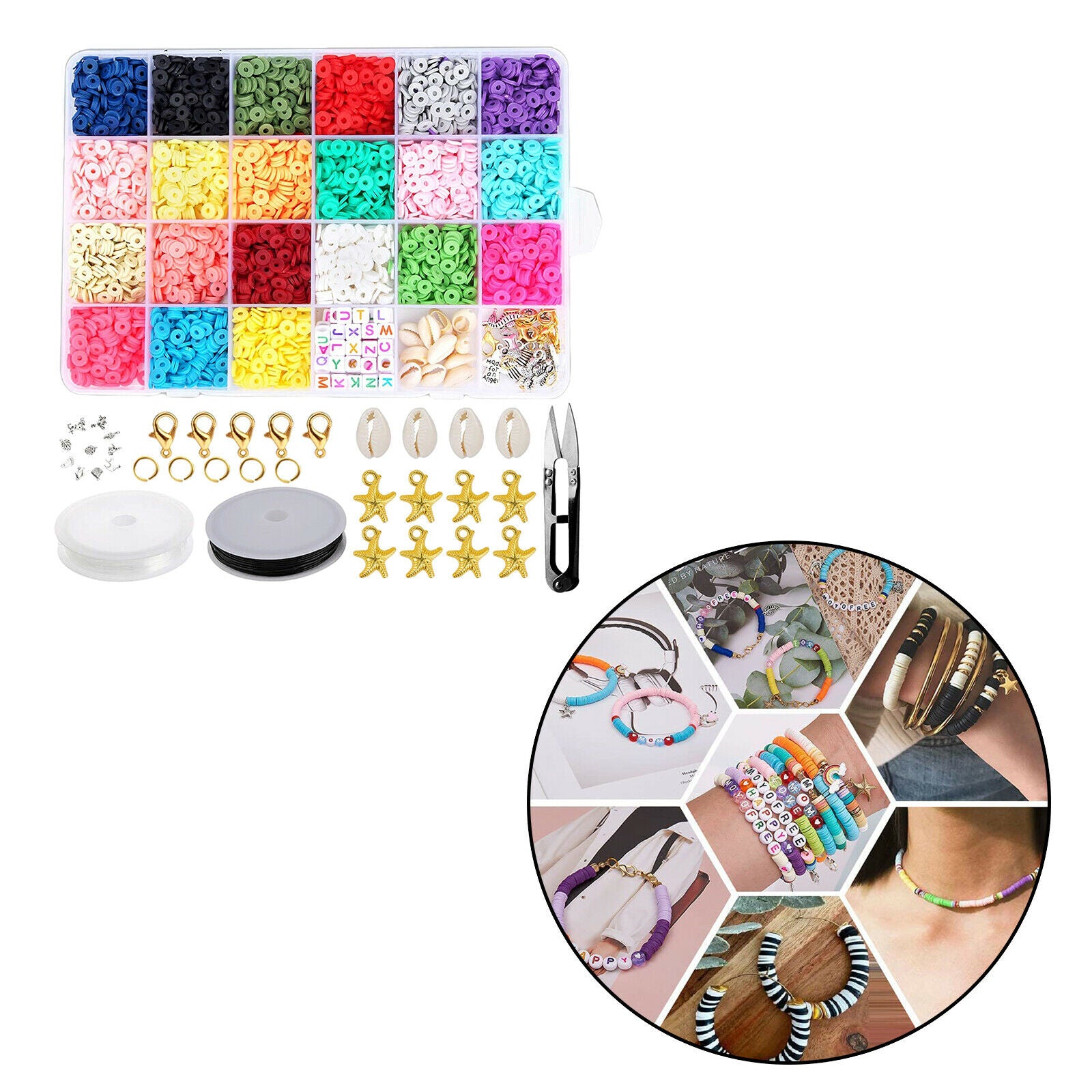 3931Pcs Clay Beads 6mm Spacer Beads DIY Jewelry Earring Finding Kit Supplies