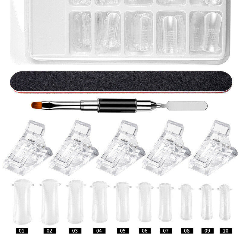 Nail Art Extention Set Nail Brush Acrylic Clip Quick Building Mold Tips Nail KI7