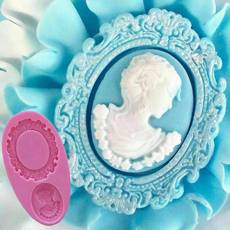 Silicone Woman Cameo Mirror Frame Fondant Mould Chocolate Q7T2 Deco# Cake Y5I5