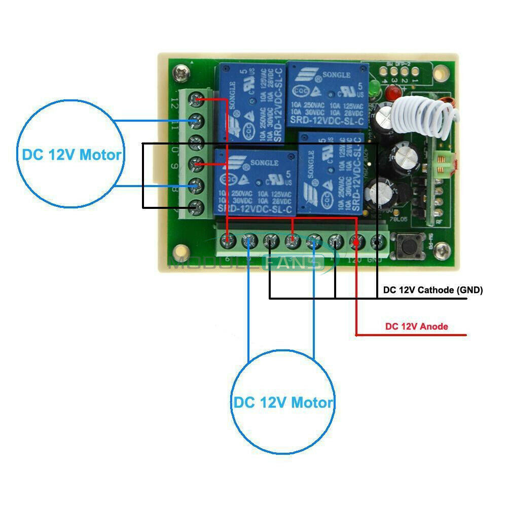 DC12V 4-Channel 10A Relay Wireless RF Remote Control Switch Transmitter Receiver