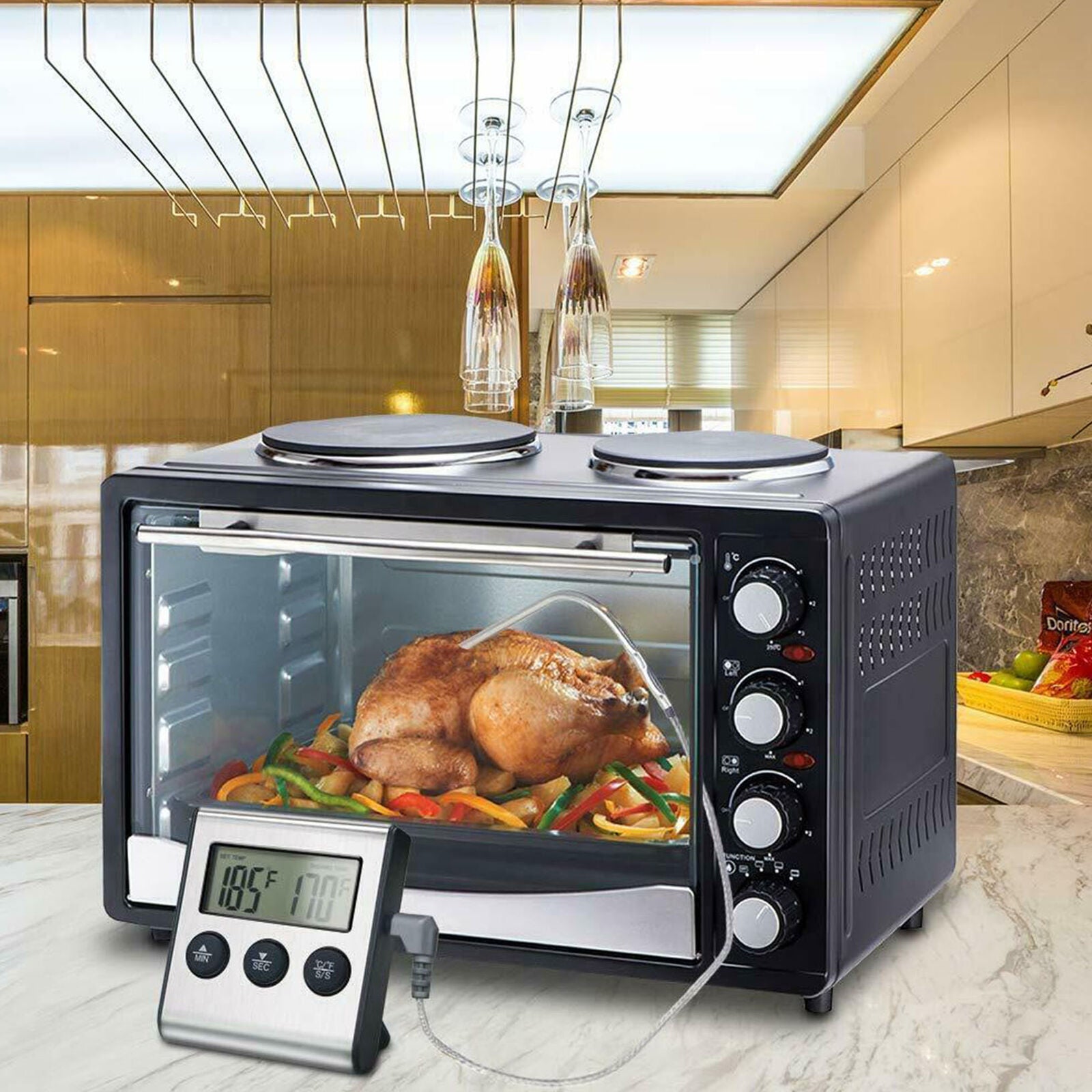 Remote Digital Cooking Meat Thermometer with Probe For Grill Oven BBQ Timer