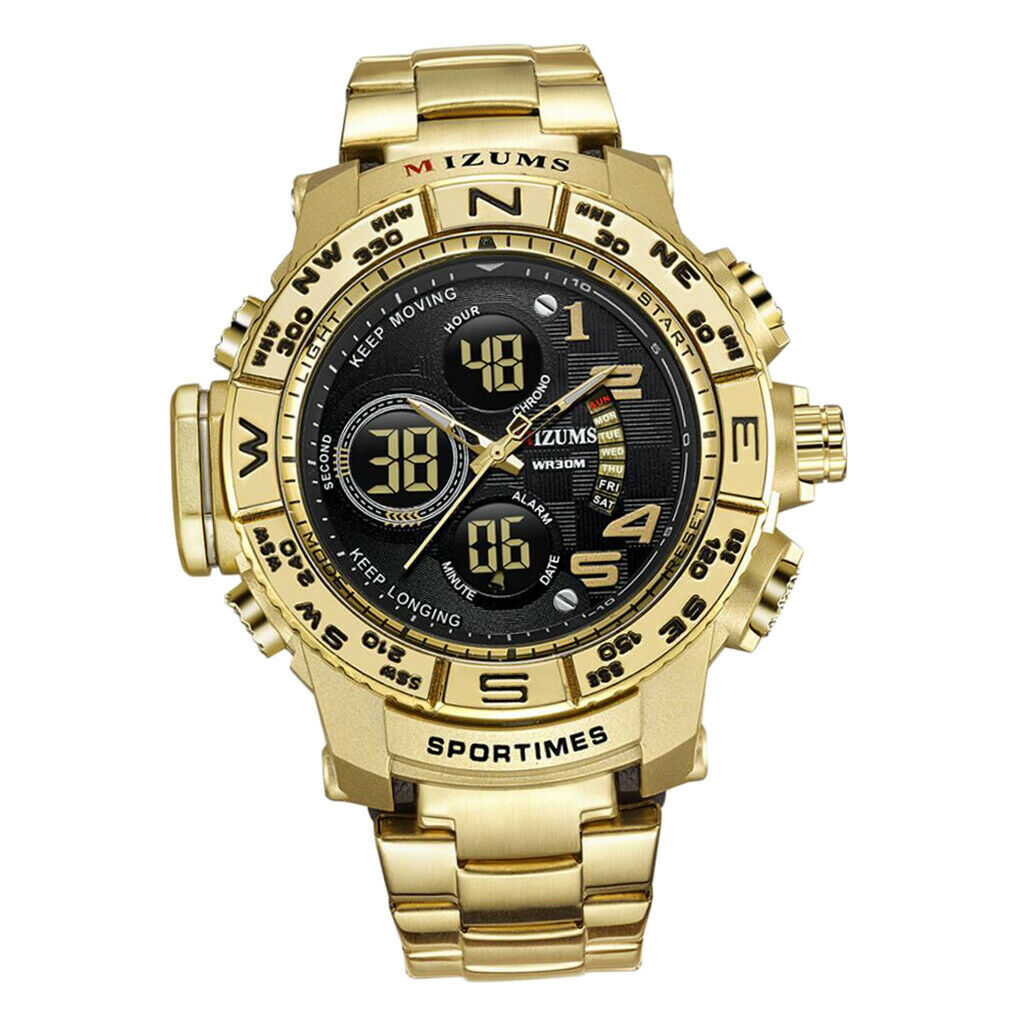 Men Fashion Wristwatch Waterproof Quartz Movement Luminous Golden