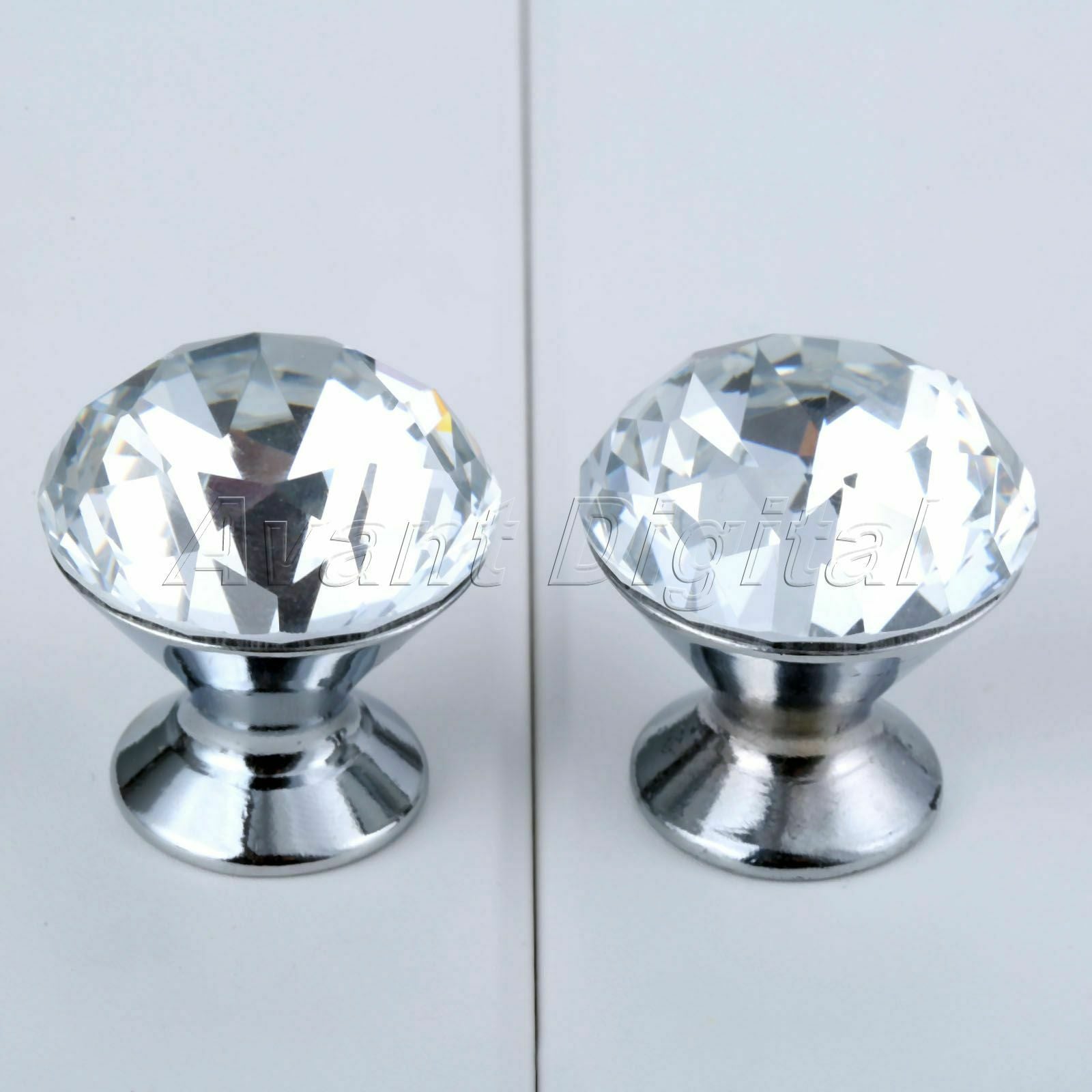 1Pc Clear Diamond Shape Cabinet Glass Handles Door Cupboard Drawer Pull Knobs