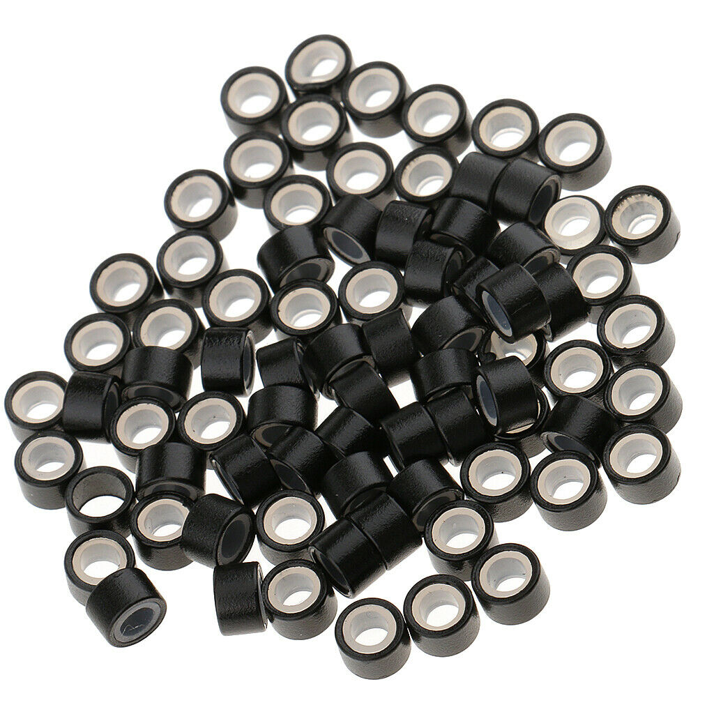 1000Piece Silicone Hair Extension Ring Beads+5Piece Wooden Handle Loop Hooks