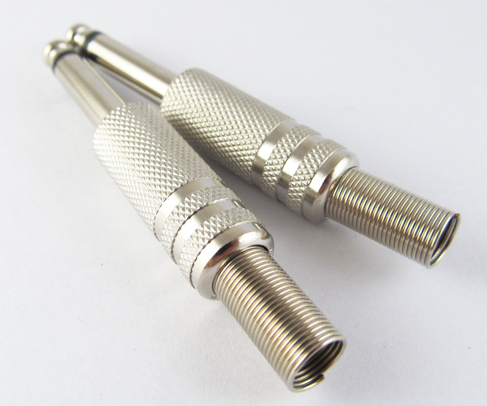2pcs 6.35mm Solder Mono Metal plug audio cable connectors spring