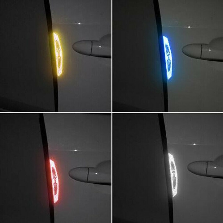 4PCS Car Door Anti-Collision Strip Reflective Stickers Carbon Fiber Pattern-WH
