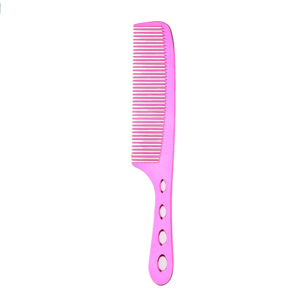 Space Aluminum Antistatic Haircutting Styling Barber Comb for Women Fuchsia