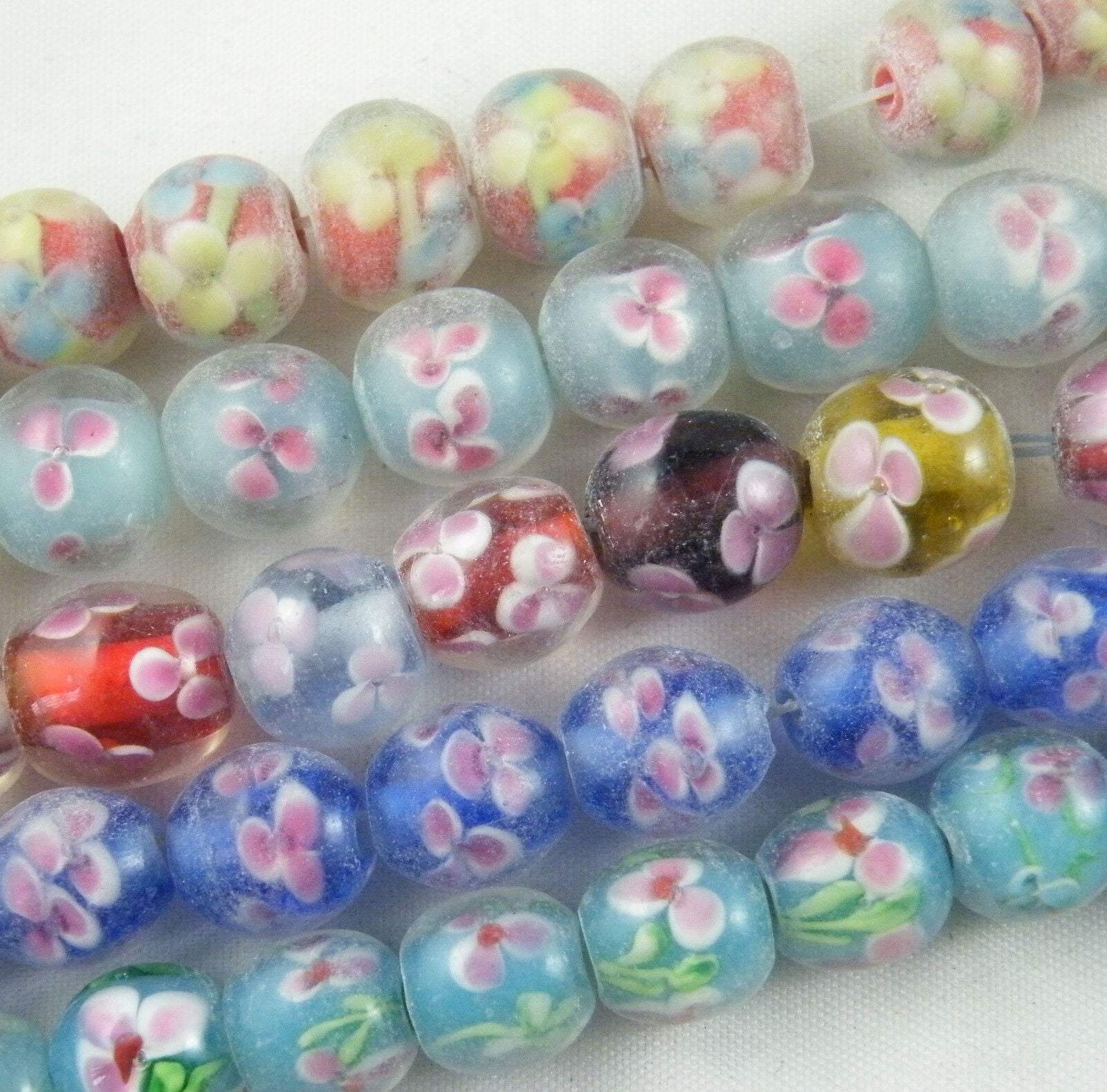 24pcs Handmade Lampwork Glass Mixed Round Beads 12mm P423