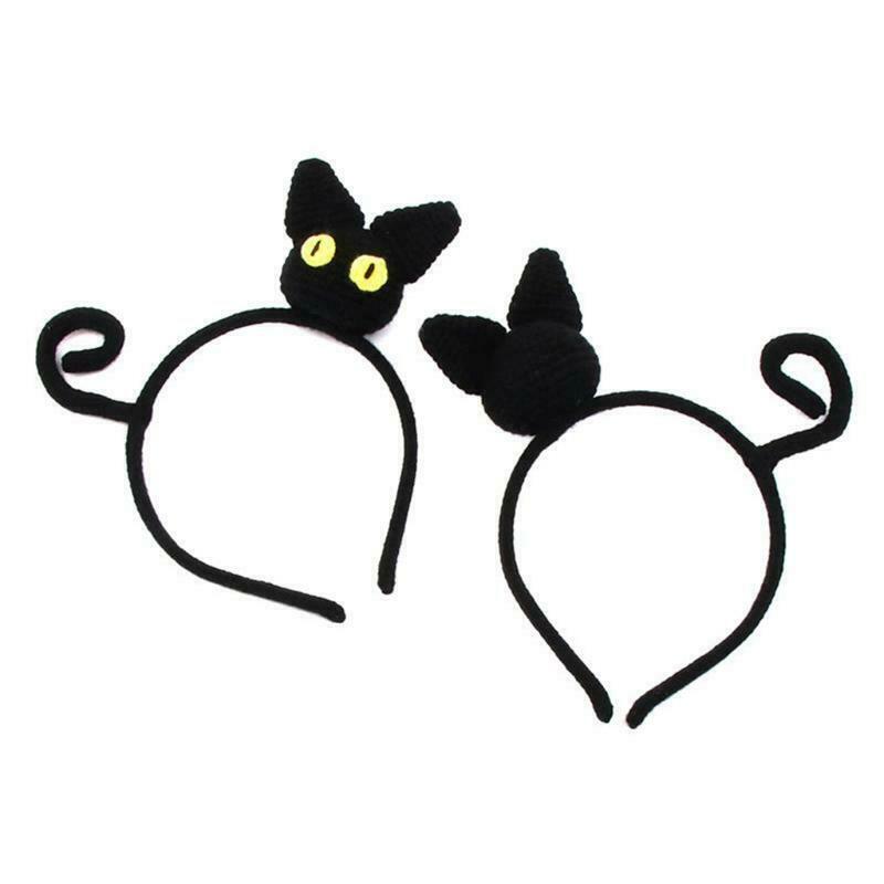 Handmade Knitted Cat Headbands Cartoon Animal Headwear Birthday Hair Prop