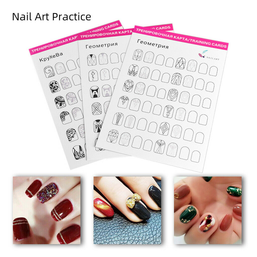 12 Pieces Lines Drawing Nail Art Practice Learning Template Painting Book .
