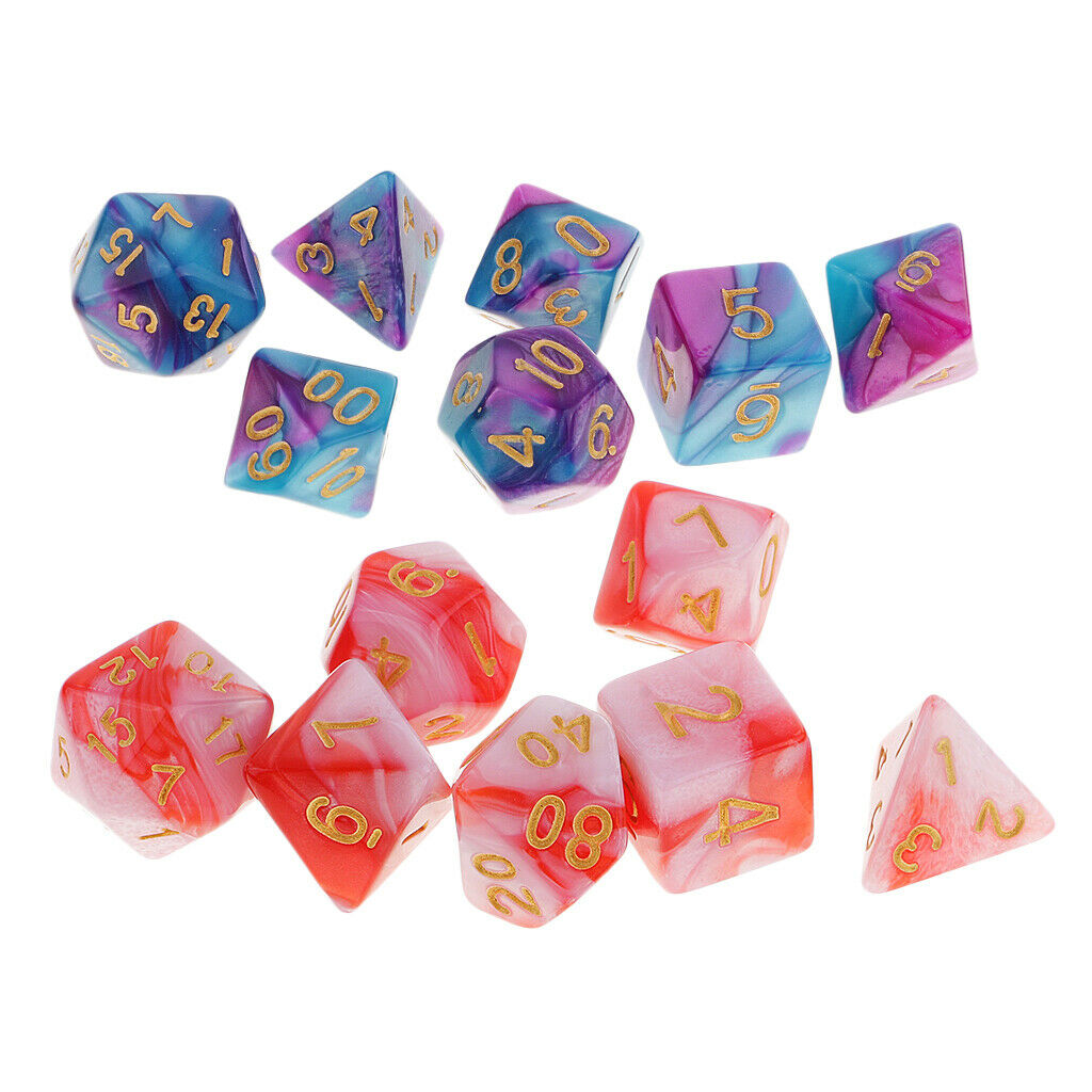 14Pcs Acrylic Multi Side Dice for MTG TRPG Roleplaying Casino KTV Game Props