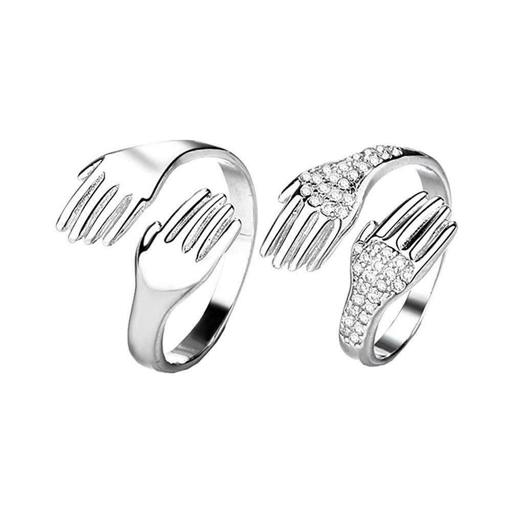 1 Pair Couples Hugging Hands Rings Adjustable Couple Lover Hug Rings Jewelry