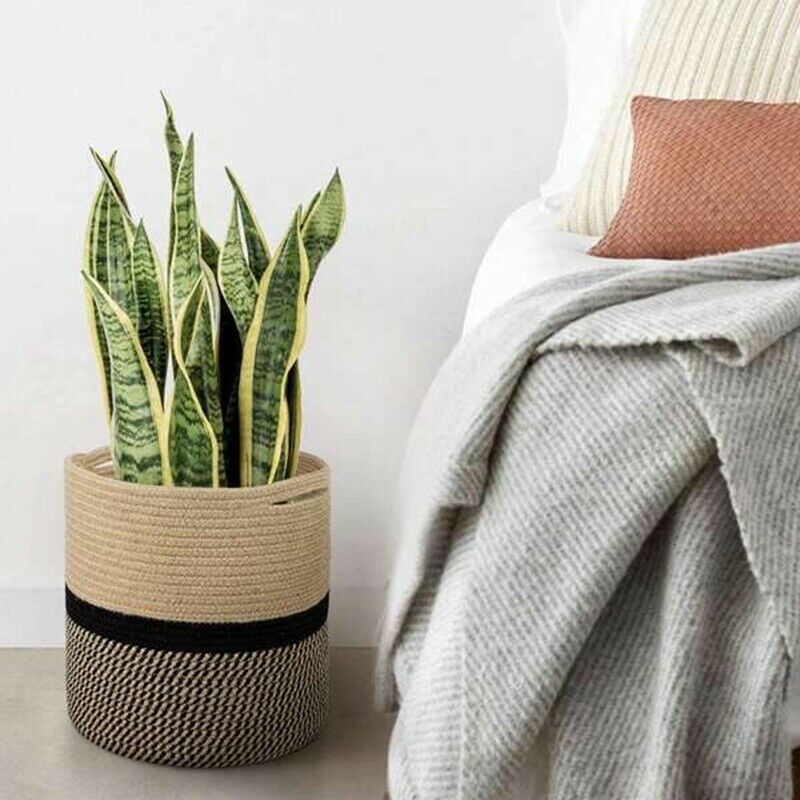 Organizer Basket Planter Basket Cotton Rope Woven Flower Pot Cotton SundriesQ6I4