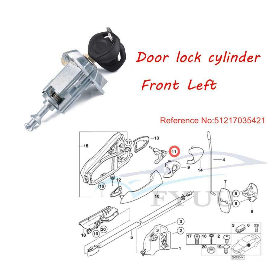 Driver Side Front Left Door Lock Cylinder  51217035421 for X3 X5 00-06 w 2Keys