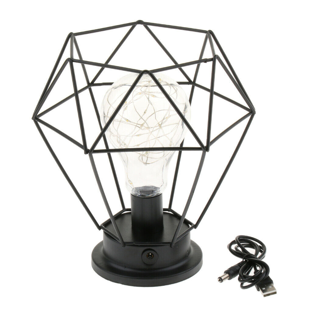 Iron Wire Wrought Night Light Powered By Battery For Home Decoration Diamonds
