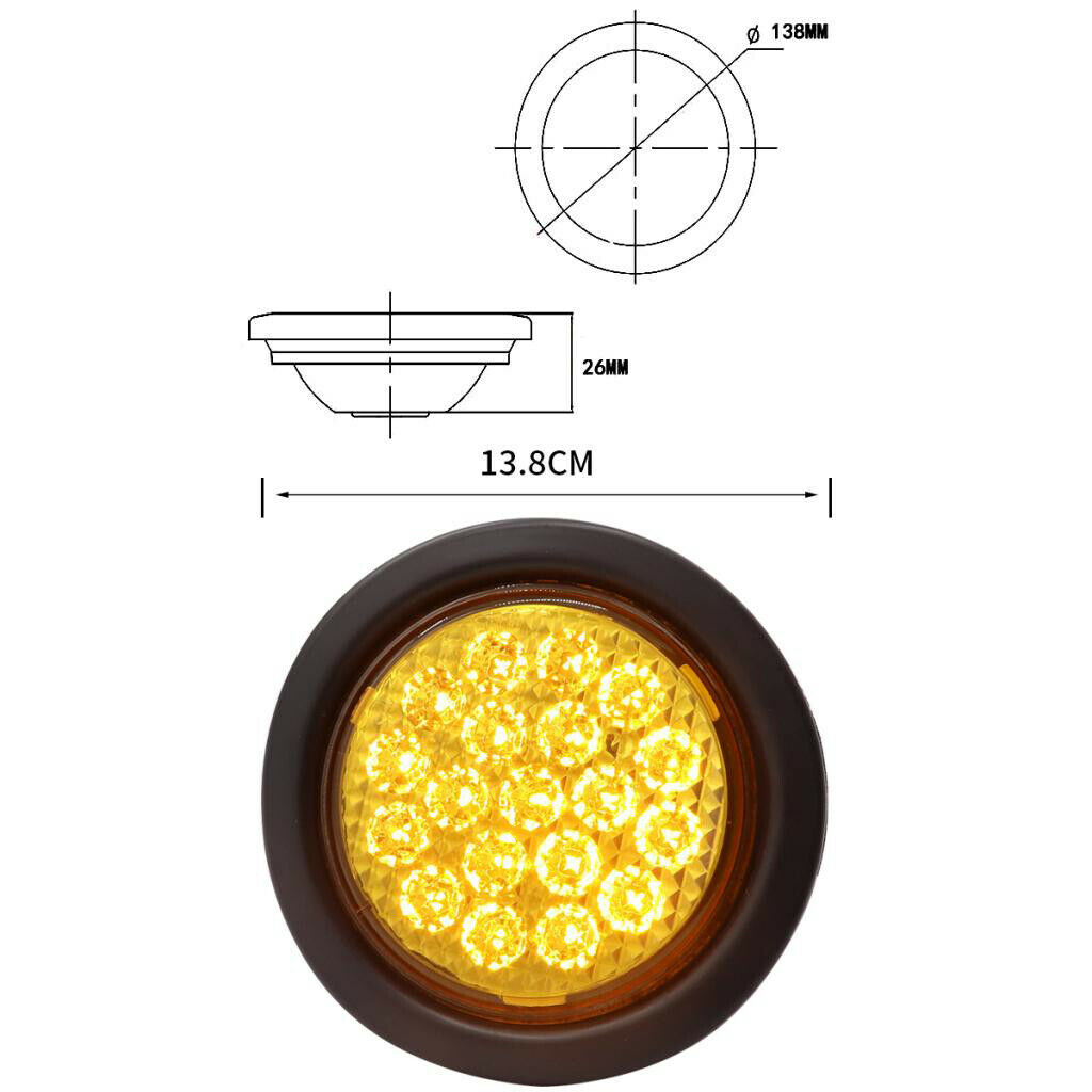 10-30V 19 LED Car Truck Trailer Taillight Turn Signal Light (Yellow Light)