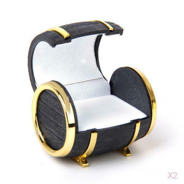 2 x Beer Barrel Shape Ring Earring Jewelry Storage Box Case Organizer Holders