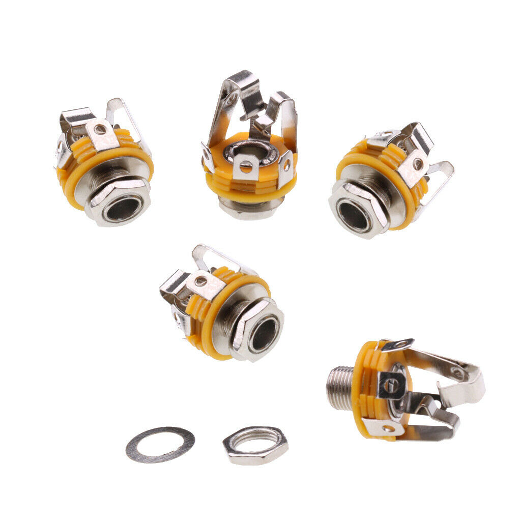 Practical 5Pcs Electric Guitar DIY 1/4'' Stereo Input Output  Sockets