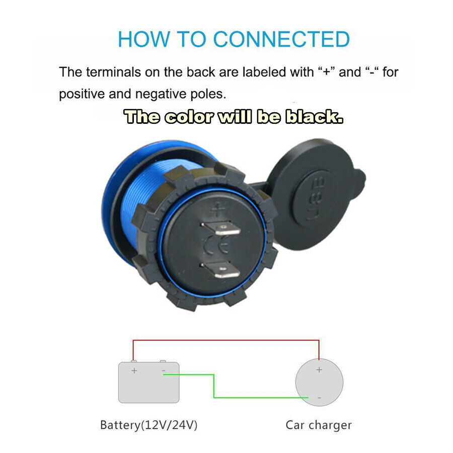 LED Display Dual USB Quick Charger Socket Power  For Car Boat Marine Motorcycle