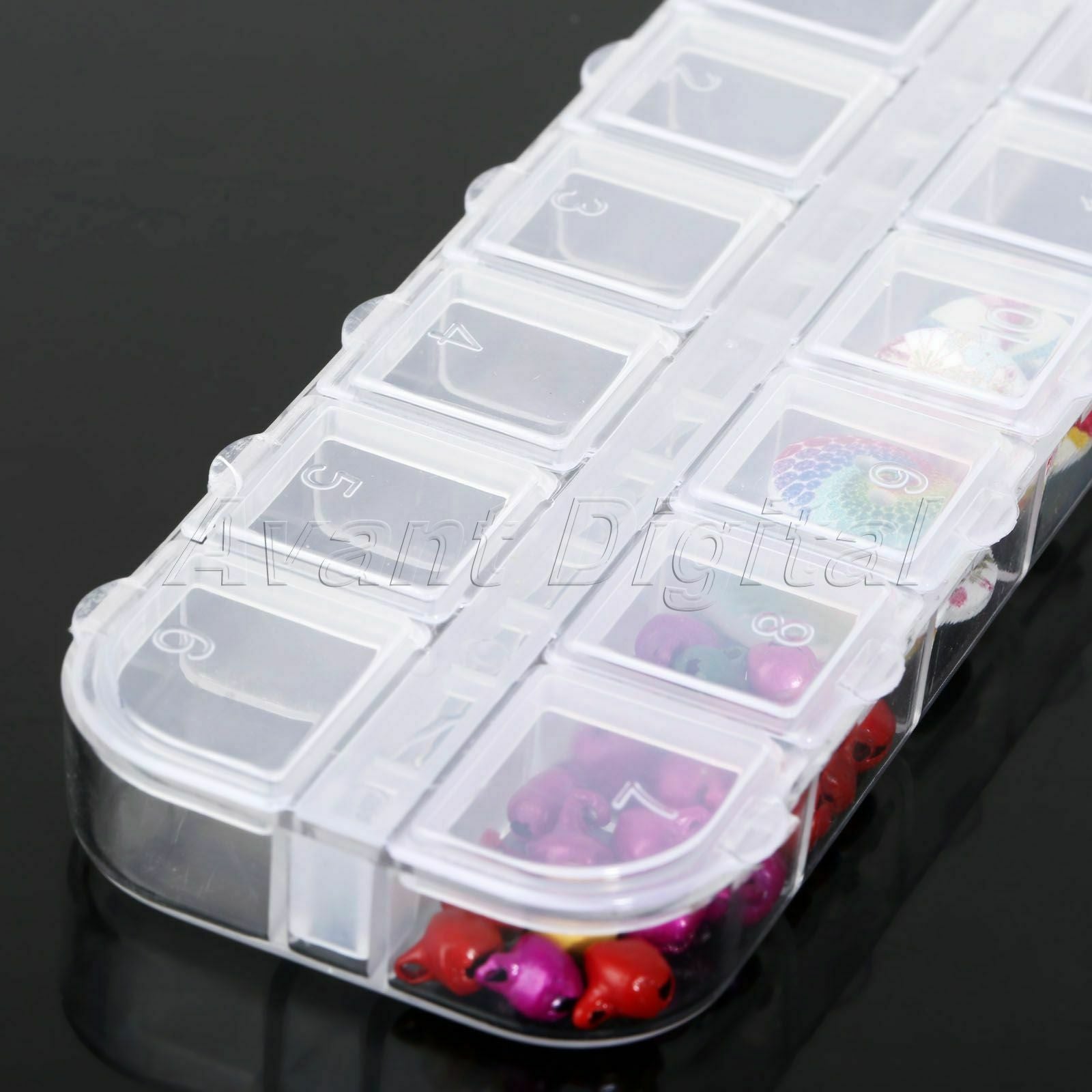 12 Slots Portable Clear Plastic Storage Holder Jewellery Bead Organizer Box Case