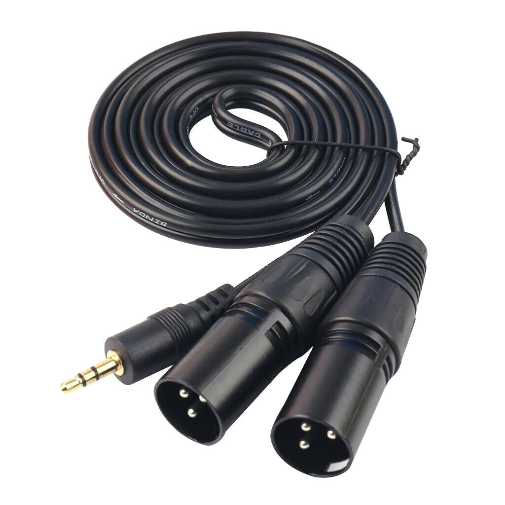 3.5 mm Stereo 1/8" to Dual Male XLR Splitter Patch Cable .