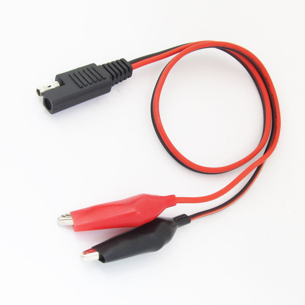 1pc 0.5M SAE DC Power to Dual 45mm Large Alligator Clip 18AWG Automotive Cable