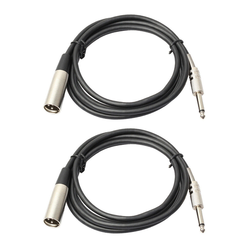 2 Pack of XLR Male to 1/4 Inch TS Cables, XLR 3 Pin Male to Quarter inch 6.35mm